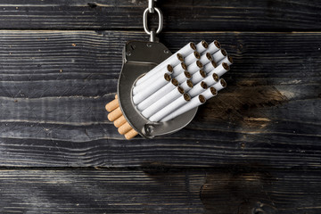 cigarette addiction, quite smoking concept with key.