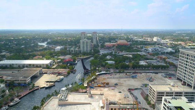 Aerial video footage Fort Lauderdale Tarpon River 4k 60p
