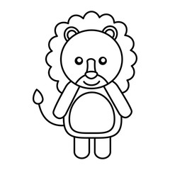 cute lion toy animal image vector illustration outline design