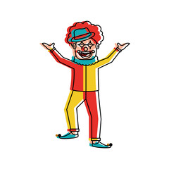 smiling clown character with hat image vector illustration