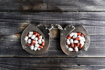 Pills addiction concept