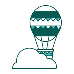 hot air balloon in sky cloud vector illustration outline design green image