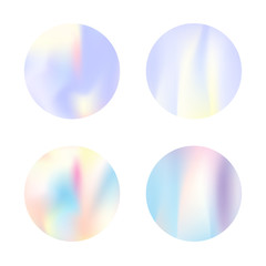 Hologram abstract backgrounds set. Liquid Gradient backdrop with hologram. 90s, 80s retro style. Iridescent graphic template for brochure, flyer, poster, wallpaper, mobile screen.