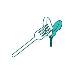 healthy lifestyle food fork fresh symbol vector illustration green image