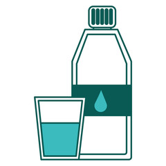 bottle water and fresh glass cup liquid vector illustration green image