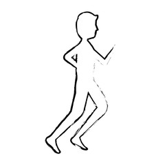 Fototapeta na wymiar silhouette fitness sport man running vector illustration sketch image