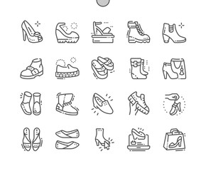 Women's shoes Well-crafted Pixel Perfect Vector Thin Line Icons 30 2x Grid for Web Graphics and Apps. Simple Minimal Pictogram