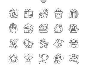 Rewards Well-crafted Pixel Perfect Vector Thin Line Icons 30 2x Grid for Web Graphics and Apps. Simple Minimal Pictogram