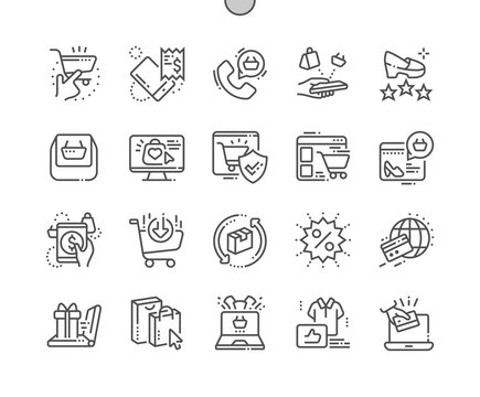 E-commerce Well-crafted Pixel Perfect Vector Thin Line Icons 30 2x Grid for Web Graphics and Apps. Simple Minimal Pictogram