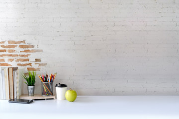 Workspace concept : creative work place desk. - obrazy, fototapety, plakaty