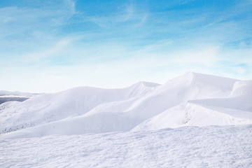 Beautiful snowy mountains on winter day