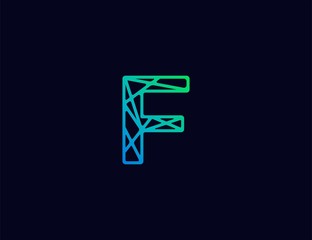 Abstract line art  logo. letter F  tech logo template