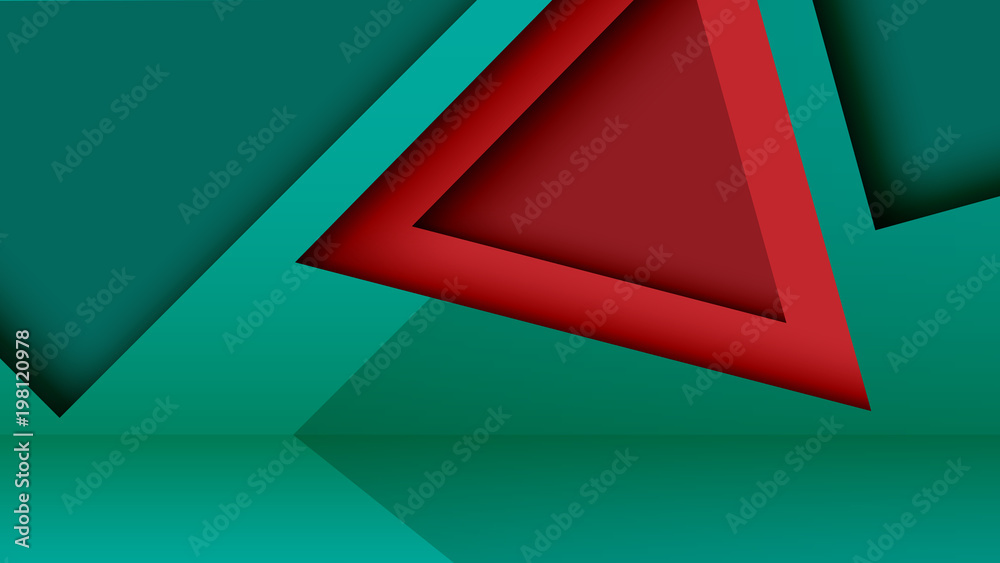 Poster abstract geometric paper cut web banner template on green background.vector illustration.