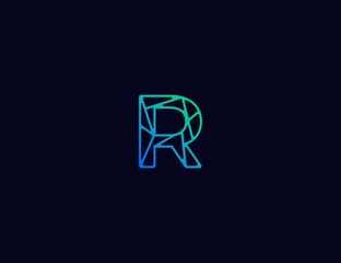 Abstract line art  logo. letter R  tech logo template