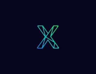 Abstract line art  logo. letter X tech logo template