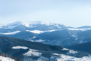 Beautiful snowy mountains on winter day