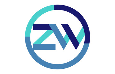 ZW Global Blue Ribbon letter Logo