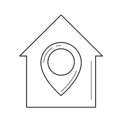 Real estate location vector line icon isolated on white background. House location line icon for infographic, website or app.