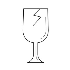 Broken glass vector line icon isolated on white background. Fragile broken glass line icon for infographic, website or app.