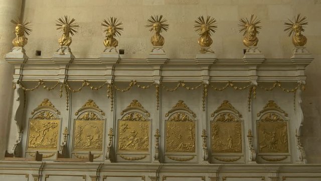 Golden statues and bas-reliefs of saints, the Catholic Cathedral in Alba Iulia