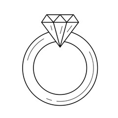 Diamond ring vector line icon isolated on white background. Jewellery - diamond ring line icon for infographic, website or app.