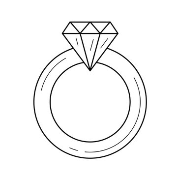 Diamond ring vector line icon isolated on white background. Jewellery - diamond ring line icon for infographic, website or app.