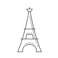 Eiffel tower vector line icon isolated on white background. Eiffel tower line icon for infographic, website or app. Icon designed on a grid system.