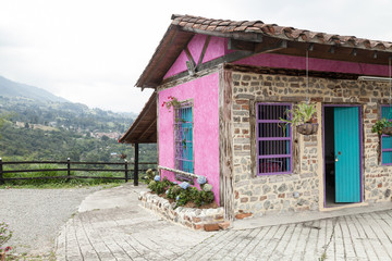 Fototapeta na wymiar Facades of traditional houses Colombia