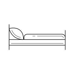 Hotel room bed vector line icon isolated on white background. Bed and breakfast line icon for infographic, website or app. Icon designed on a grid system.