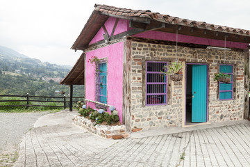 Facades of traditional houses Colombia