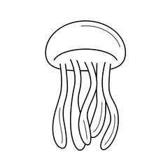 Jellyfish line icon isolated on white background. Jellyfish line icon for infographic, website or app. Icon designed on a grid system.