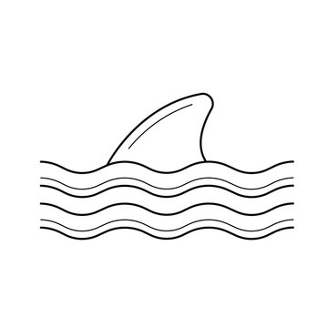 Dorsal shark fin above water line icon isolated on white background. Big fish fin line icon for infographic, website or app. Icon designed on a grid system.