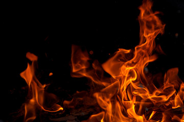 Blaze fire flame - Burning fire on black background