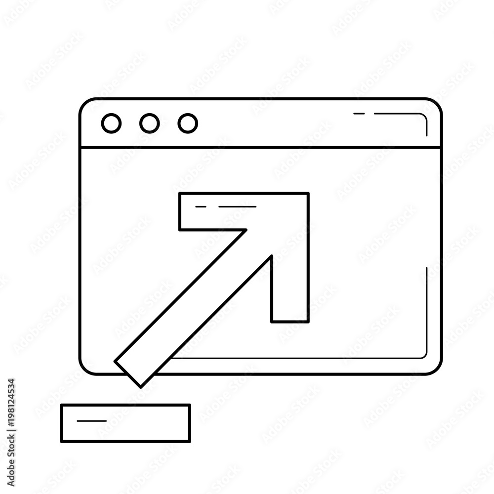 Aufkleber browser window with upload sign vector line icon isolated on white background