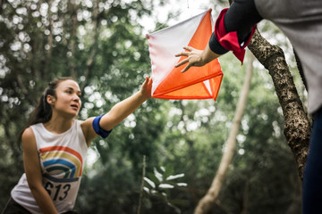 Outdoor orienteering check point activity