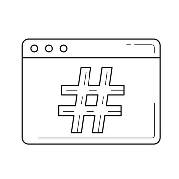 Hash-tag line icon isolated on white background. Vector line icon of hash-tag for infographic, website or app.