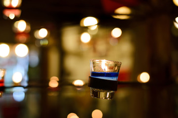 Church Glass candle in blue on chandeliers