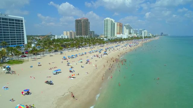Ultra fast aerial drone hyper lapse Fort Lauderdale Beach Spring Break 2018