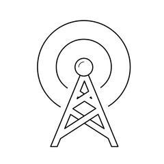 Radio antenna vector line icon isolated on white background. Transmitter line icon for infographic, website or app.