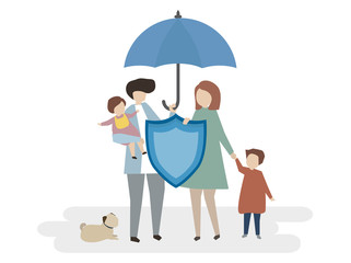 Illustration of family life insurance