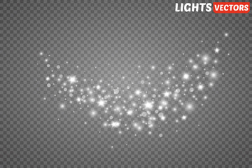 Glow light effect. Vector illustration. Christmas flash. dust