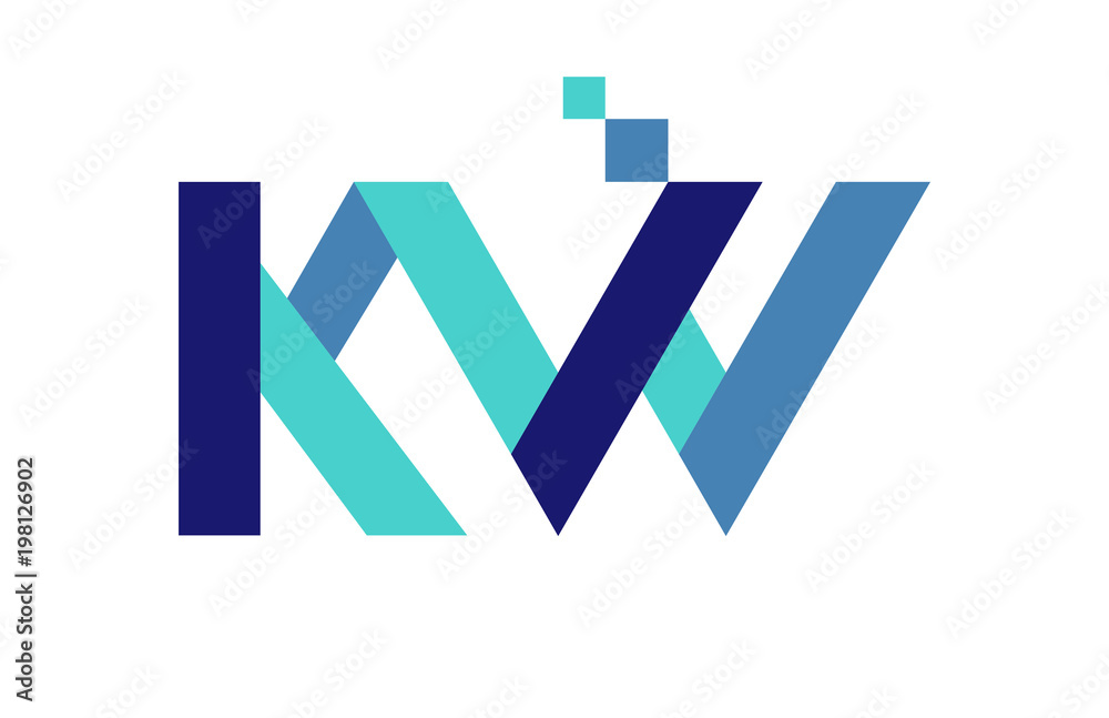 Wall mural kw digital ribbon letter logo