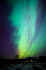 Fototapeta na wymiar Big beautiful multicolored northern lights in Finland