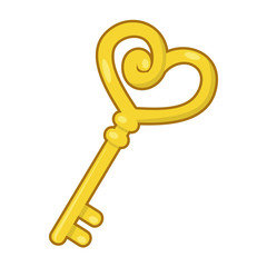 antique golden key isolated illustration on white background