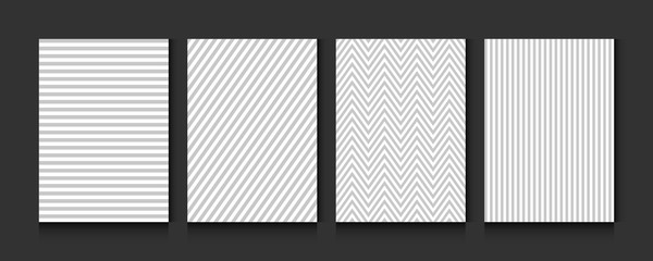 Pattern stripe seamless gray and white colors. Vertical diagonal chevron and horizontal pattern stripe abstract background vector. Book cover design template A4.
