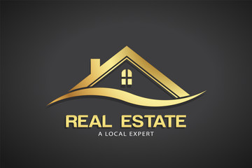 Real Estate Gold Logo Vector Template