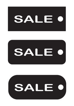 tags sale on white background. black tag sale sign. flst style. set tags sale symbol.