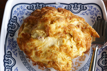 Pork omelette,Thai style, on steamed rice