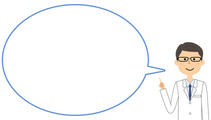 指をさす白衣の男性　ふきだし