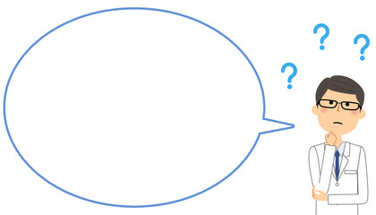 疑問を持つ白衣の男性　ふきだし